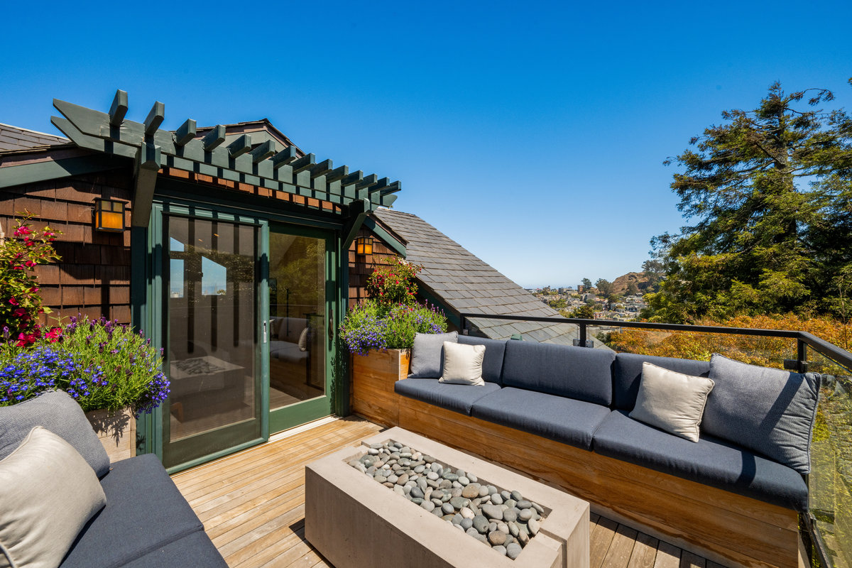 Property Photo: Looking at door from the far side of the deck. Its a sliding glass door.
