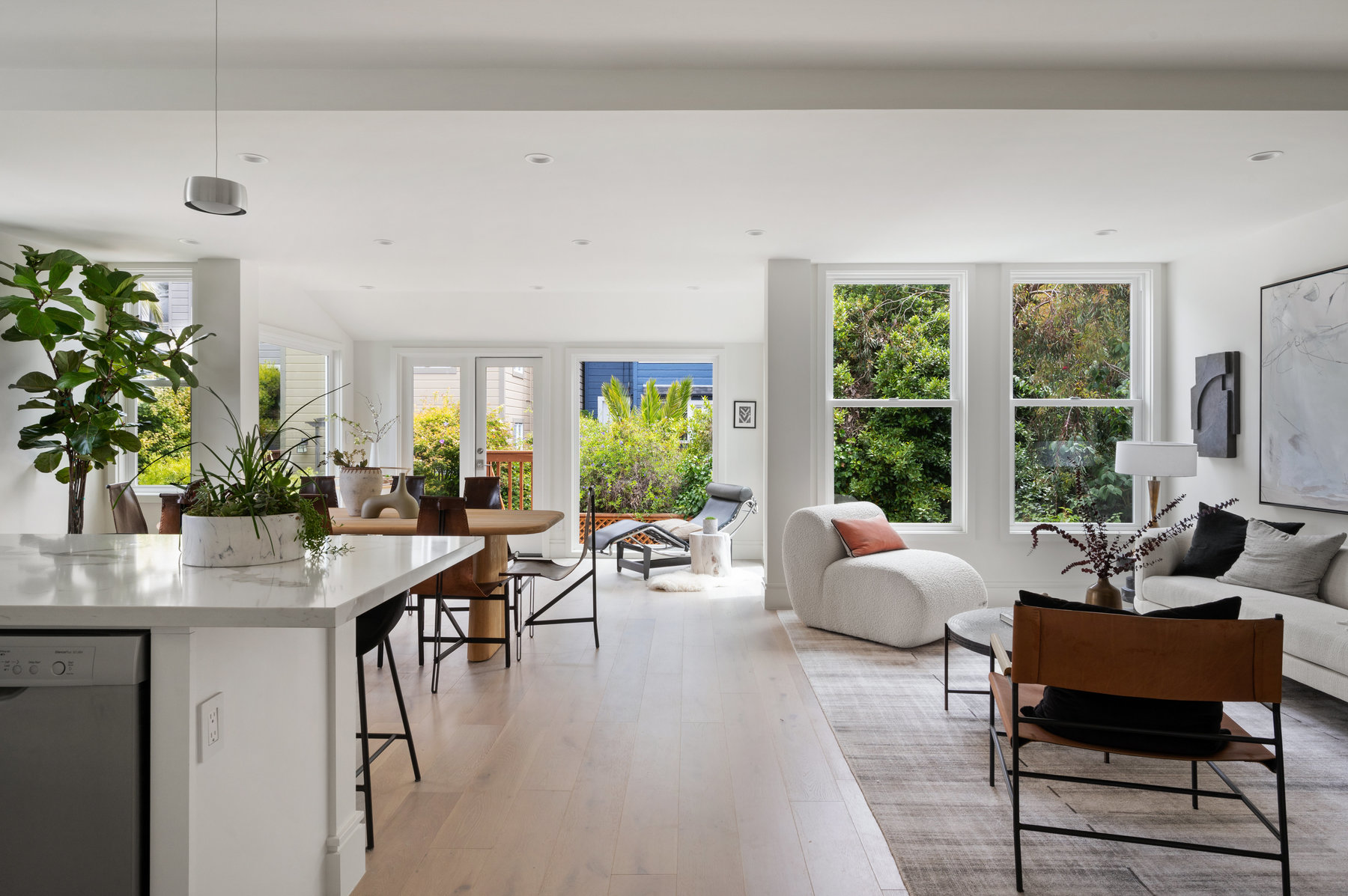 Living room at 234 Downey, showing wood floors and an open floor plan