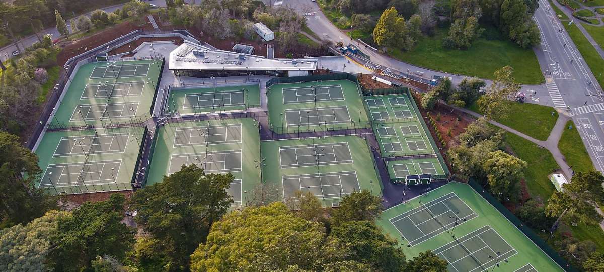 Green tennis courts