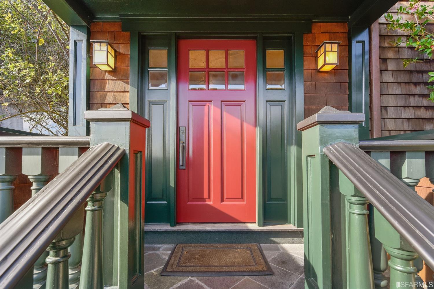 View of a red front door
