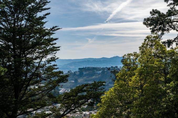 Property Thumbnail: A blue sky and leafy views as seen from 156 Midcrest in Midtown Terrace, San Francisco