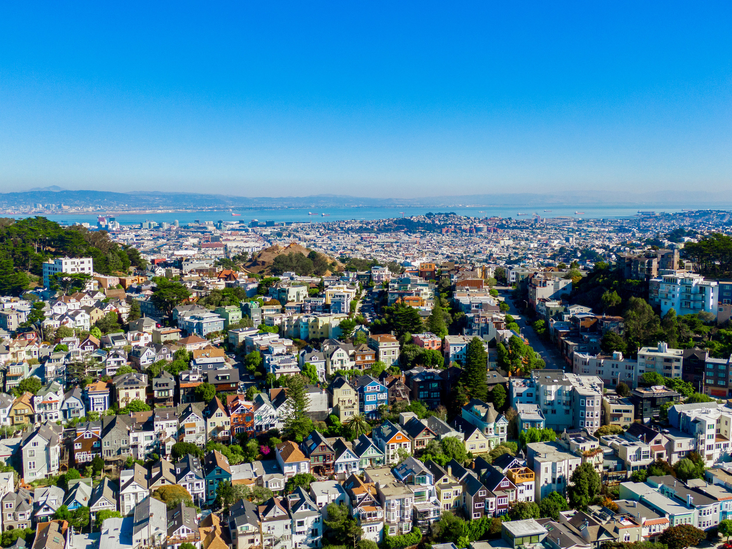 Property Photo: Aerial photo of Cole Valley, highlighting all the beautiful Victorians in the neighborhood. 