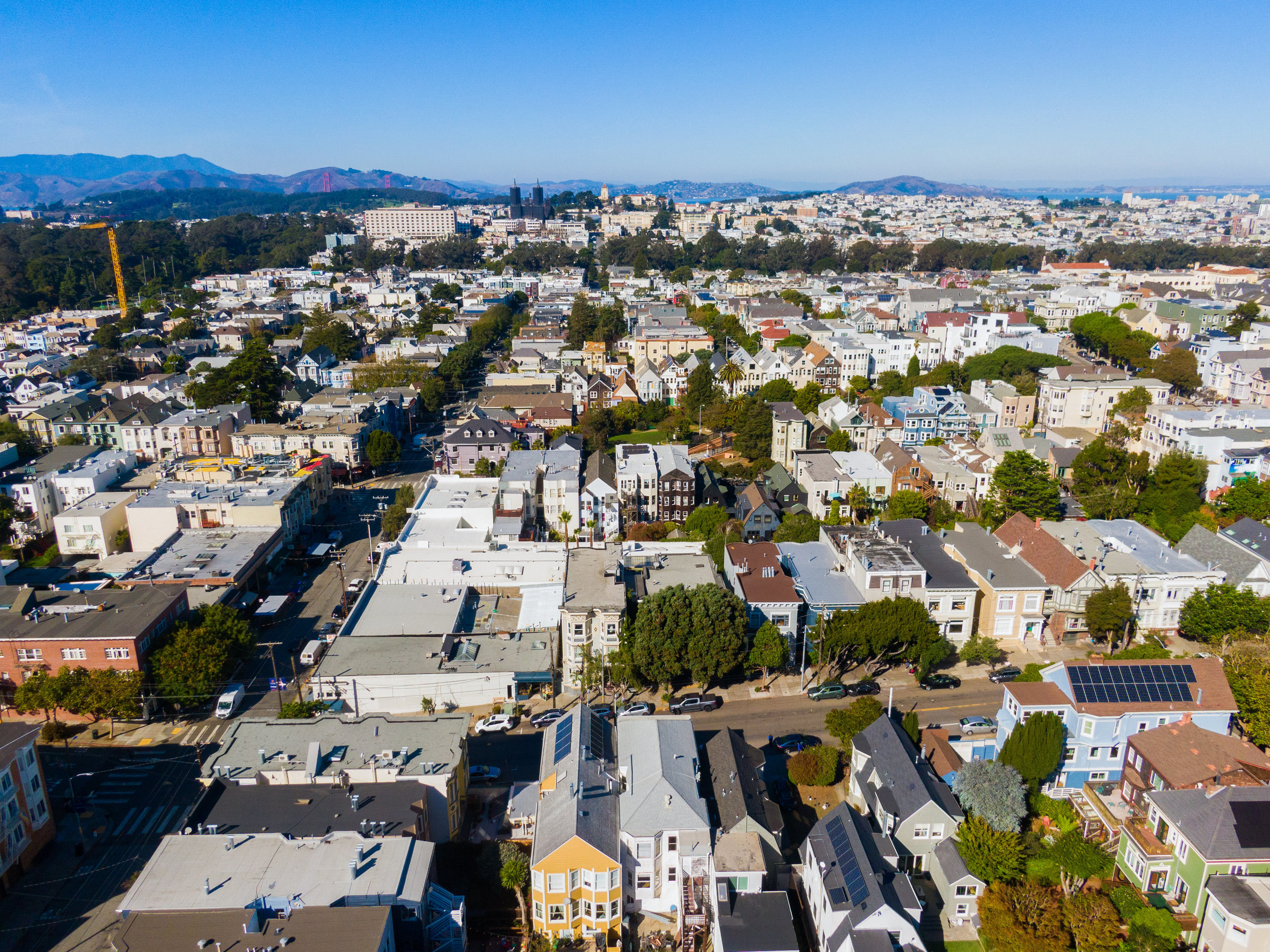 Property Photo: Aerial photo of cole valley, looking towards the Haight and the bay. 