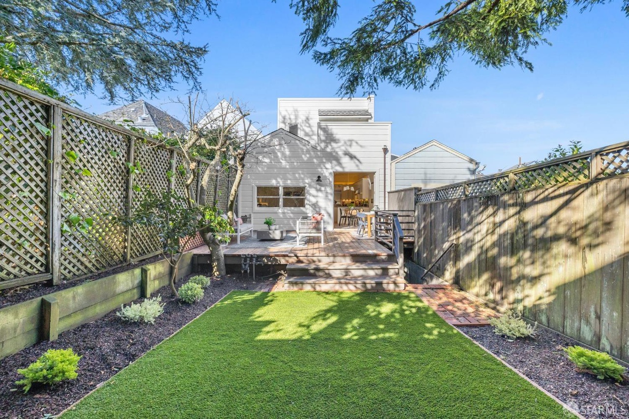 Property Photo: Looking back over the turf grass to rear exterior of home. 