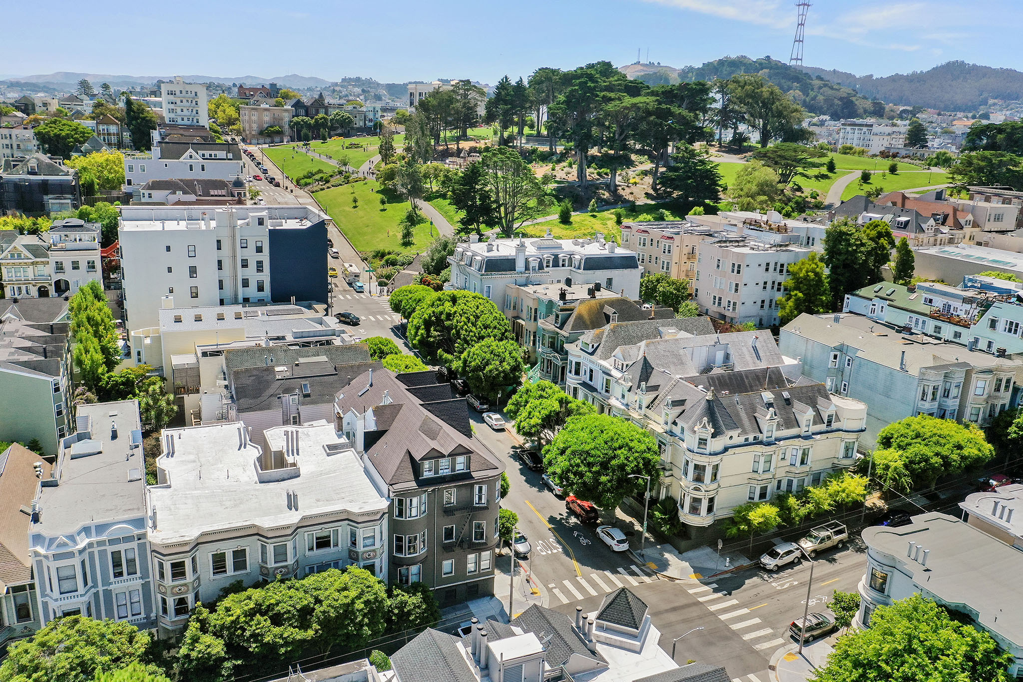Property Photo: Aerial view from 1271 McAllister Street, showing Sutro Tower in the distance