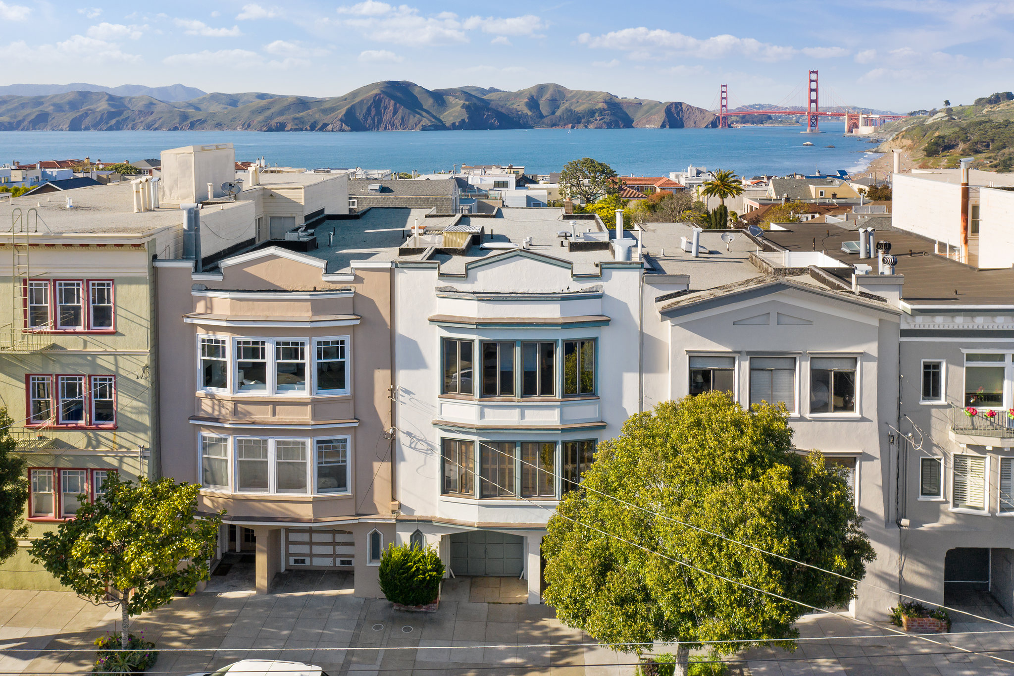 Property Photo: Exterior View of 2538-40 Lake Street, featuring the San Francisco Bay and the Golden Gate Bridge