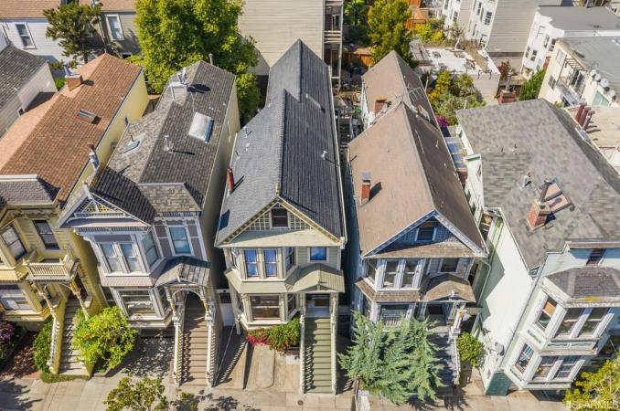 Property Thumbnail: Aerial view of 277 Central Ave, showing neighboring Victorian homes