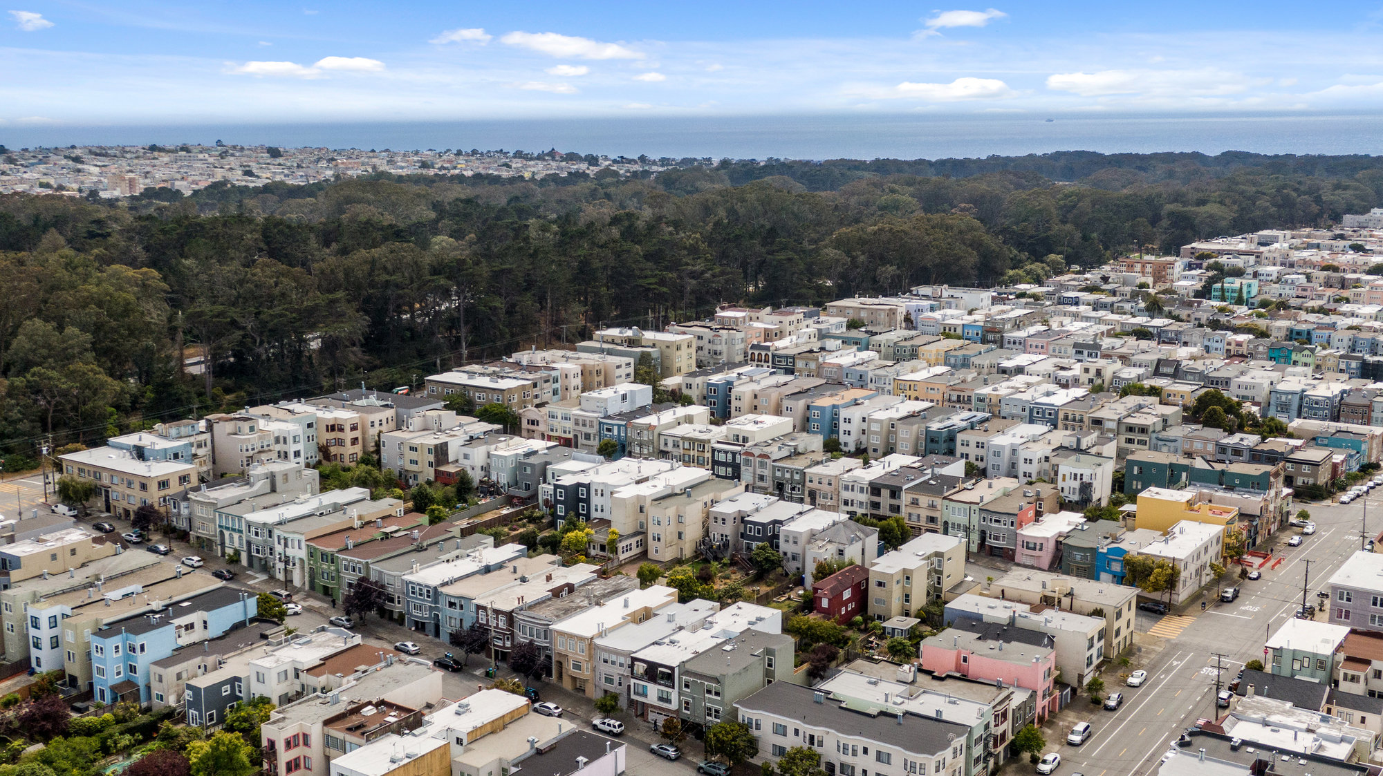 Property Photo: Aerial view of the Richmond District, Golden Gate Park and Ocean Beach as seen from 719 18th Avenue