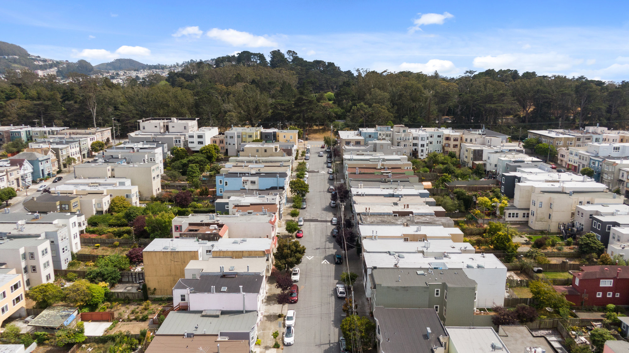 Property Photo: Aerial street view as seen from 719 18th Avenue, showing the neighboring homes