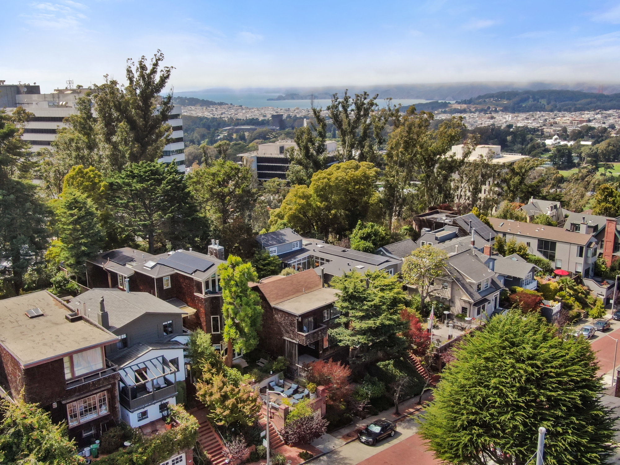 Property Photo: Aerial view of 183 Edgewood Avenue, showing proximity to San Francisco Bay