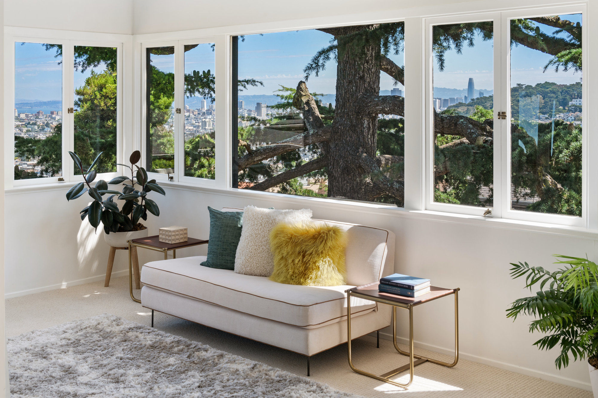 Property Photo: Views of downtown San Francisco from the primary suite at 183 Edgewood Avenue