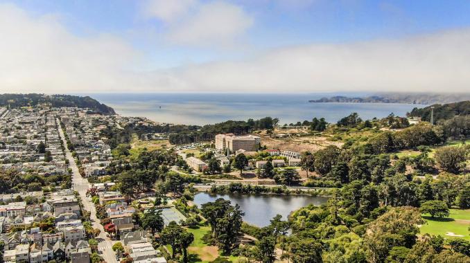 Property Thumbnail: Aerial view of Lake Street and San Francisco Bay, via 637-639 Lake Street