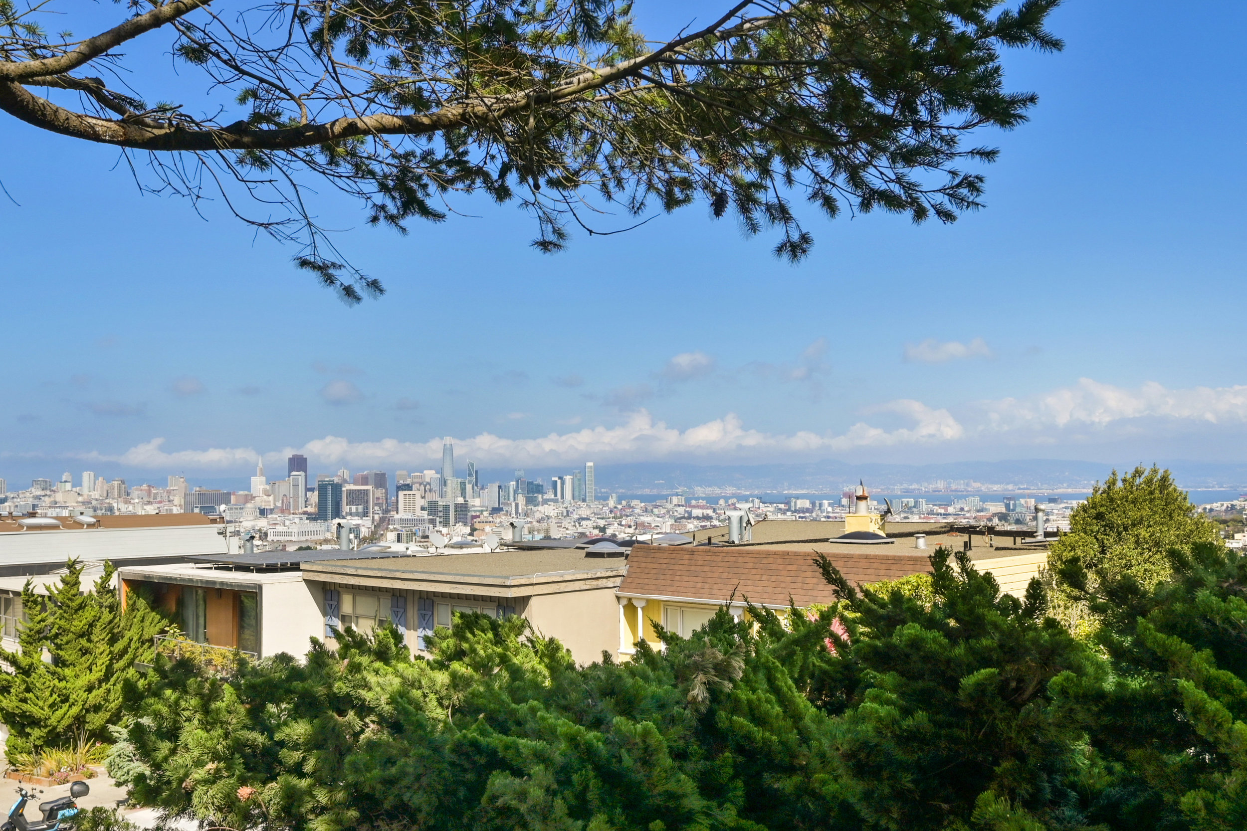 Property Photo: View of downtown San Francisco and the bay as seen from 26 Grand View Avenue, Eureka Valley