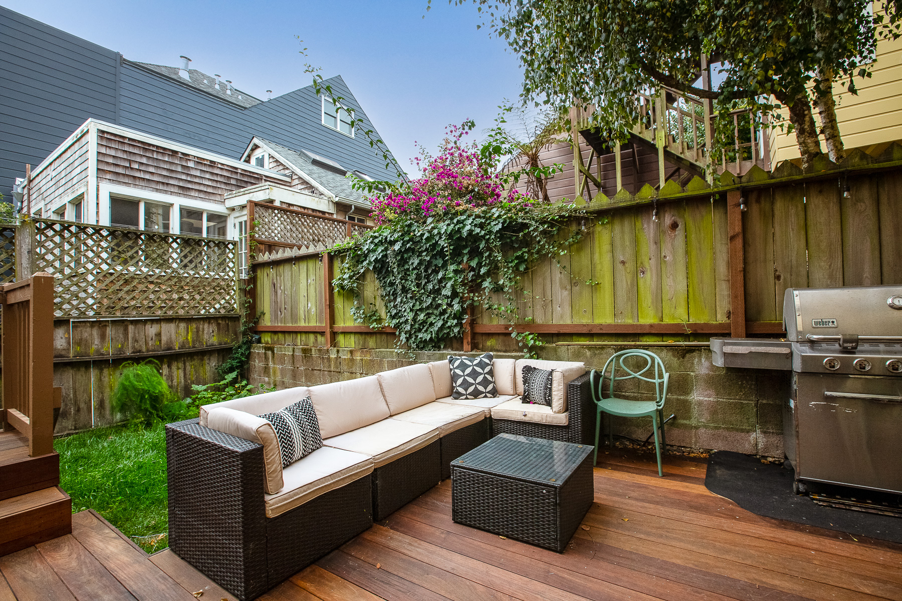 Property Photo: View of the outdoor living space and private fenced yard