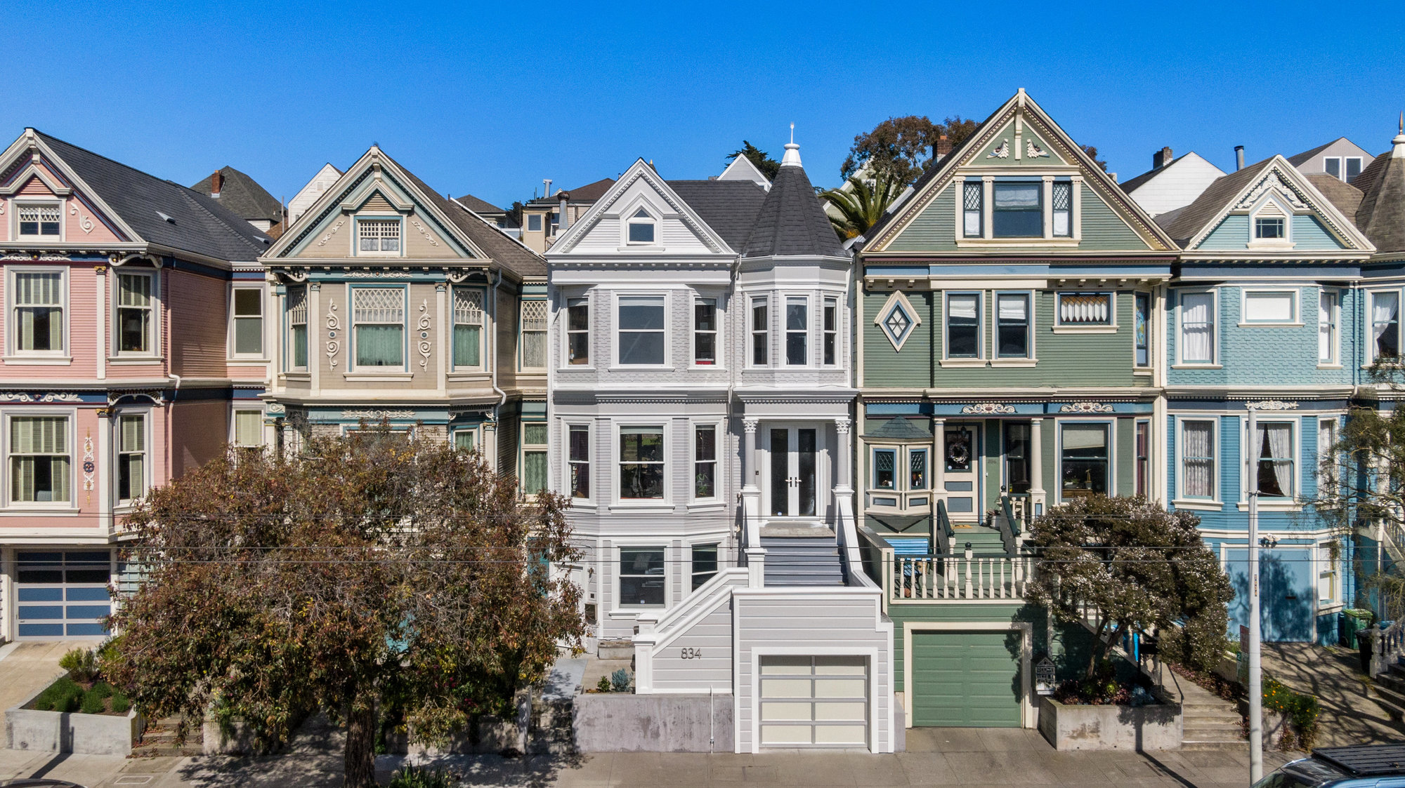 View of a large single-family Victorian home in San Francisco's Cole Valley neighborhood